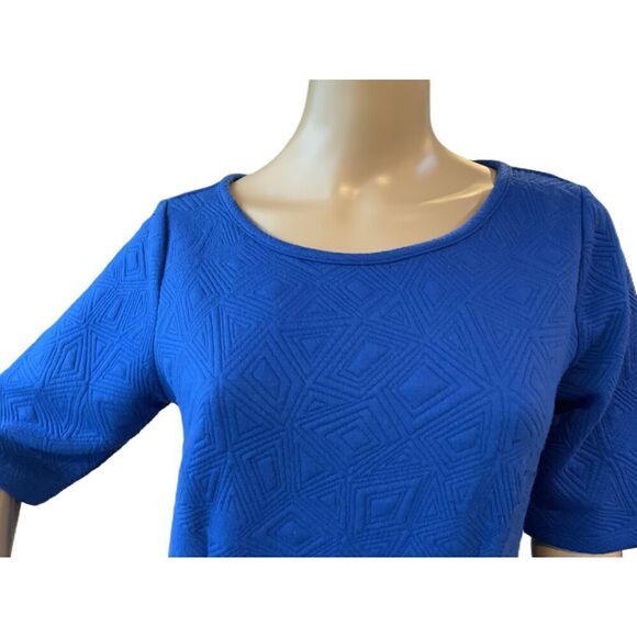 Monroe & Main Blue 3/4 Sleeve Boat Neck Textured Dress Size Small - Picture 2 of 13
